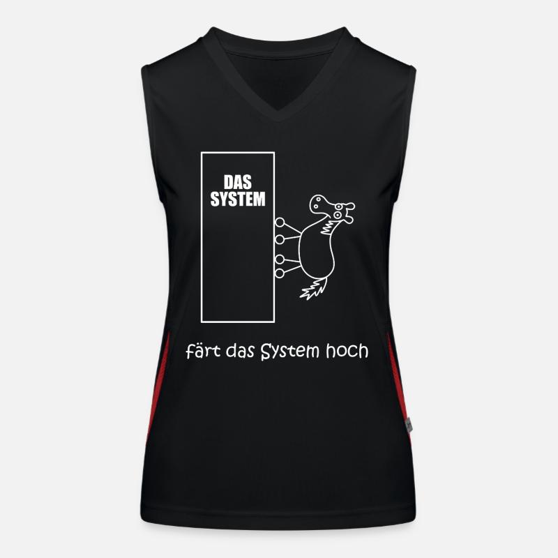 färt das system hoch, Pferd im IT-System, Netzwerk Funktionelles Kontrast-Tank Top für Frauen