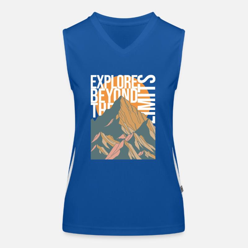 EXPLORE BEYOND THE LIMITS - Berge Gebirge Gipfel Funktionelles Kontrast-Tank Top für Frauen