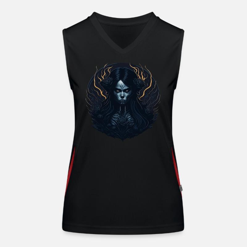 Schwarzes Gothic Mädchen Ästhetik Funktionelles Kontrast-Tank Top für Frauen