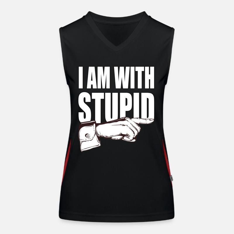 Ich bin mit dummen - lustiger spruch Funktionelles Kontrast-Tank Top für Frauen