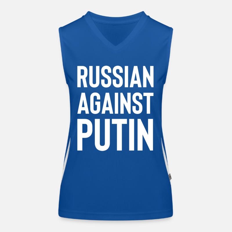 Russian against Putin white Funktionelles Kontrast-Tank Top für Frauen