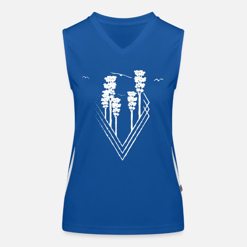 Geometric shape tree birds w Women's Functional Contrast Tank Top