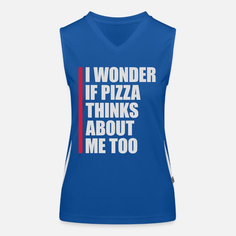 pizza thinks about me Funktionelles Kontrast-Tank Top für Frauen