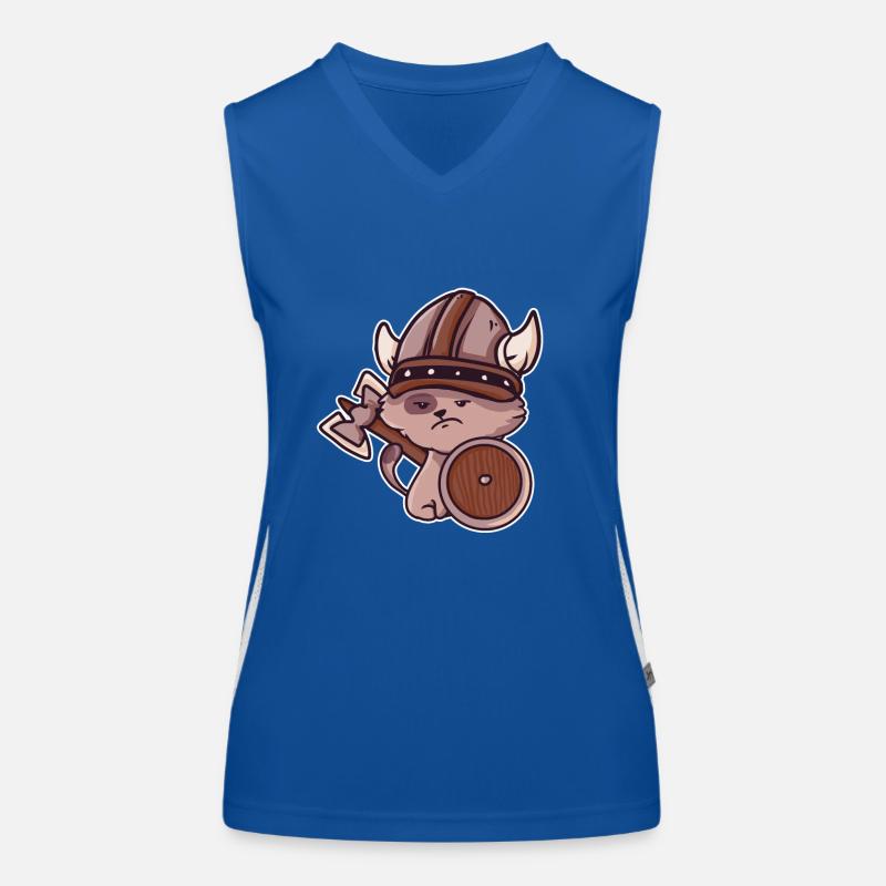 Wikinger Katze Kinder Valhalla Krieger Funktionelles Kontrast-Tank Top für Frauen