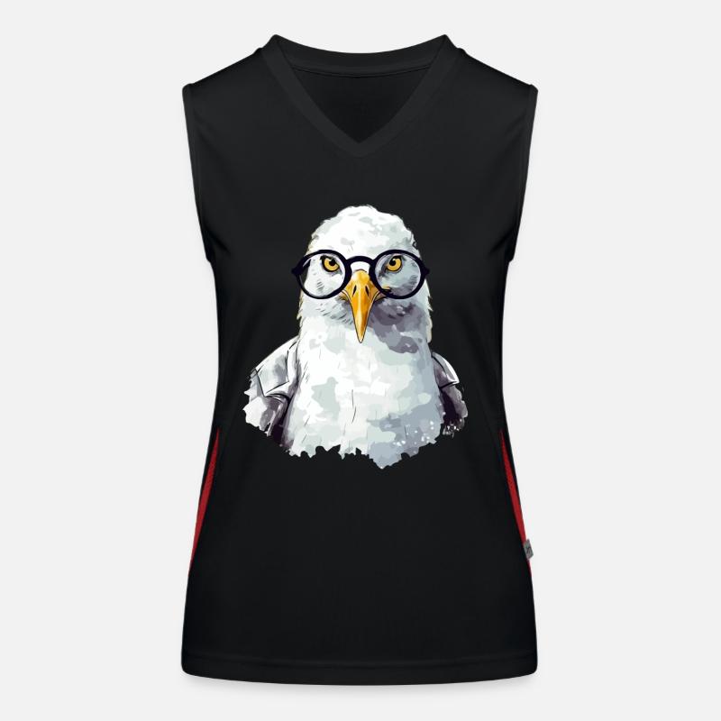 Miki the seagull with glasses Women's Functional Contrast Tank Top