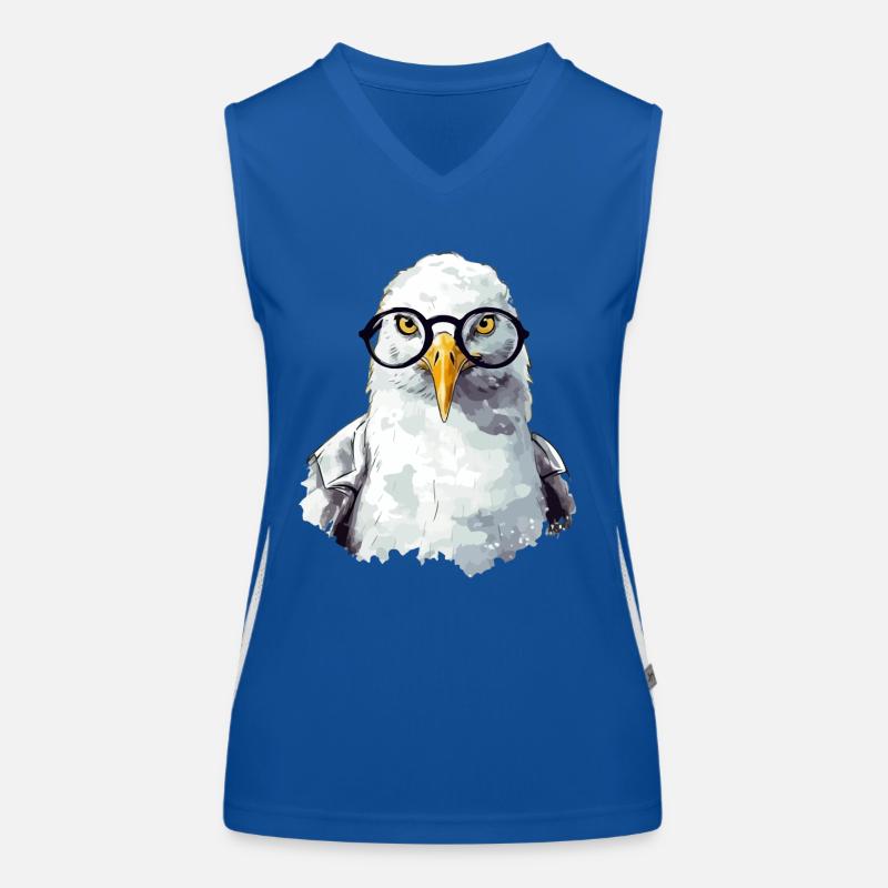Miki the seagull with glasses Women's Functional Contrast Tank Top