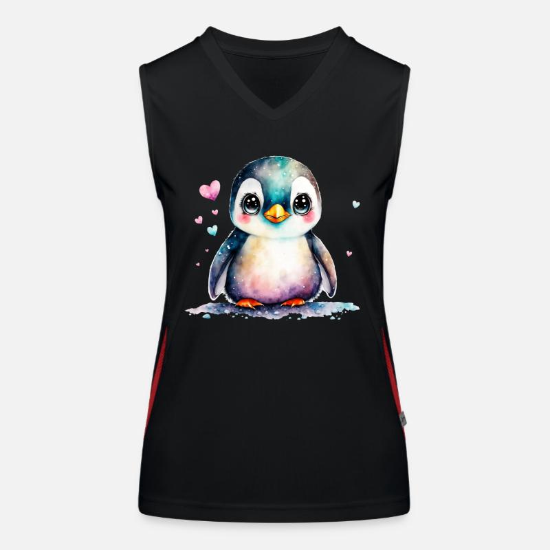 Un petit mignon bébé pingouin oiseau pingouins Débardeur respirant contrasté Femme