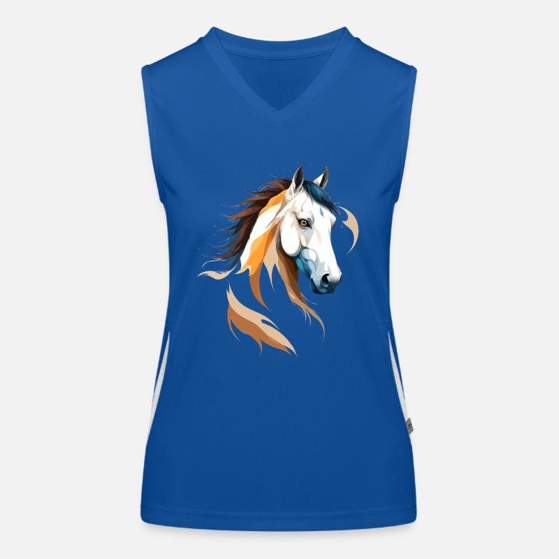 Pferd Vektor Kunst mit lebendiger Farbillustration Funktionelles Kontrast-Tank Top für Frauen