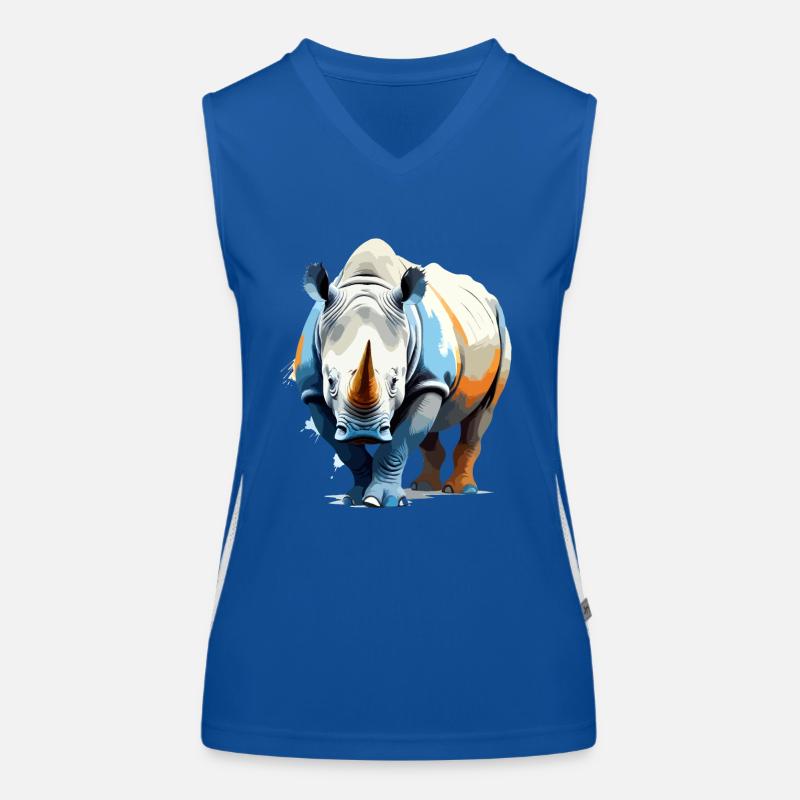 Rhinoceros Vector Art with Vibrant Illustration Women's Functional Contrast Tank Top