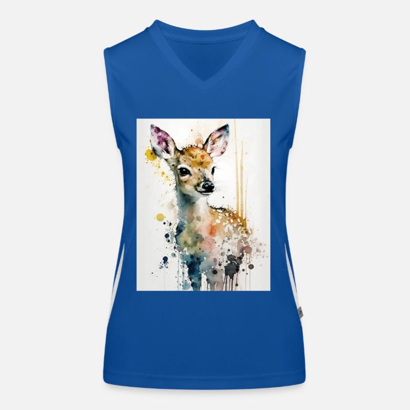 Cerf mignon style aquarelle Débardeur respirant contrasté Femme