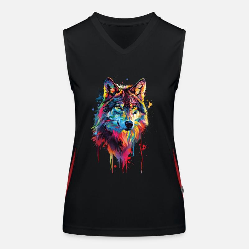 Wolf Funktionelles Kontrast-Tank Top für Frauen
