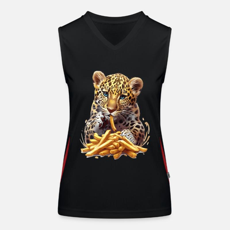 Leopardo Camiseta funcional de tirantes en contraste para mujer