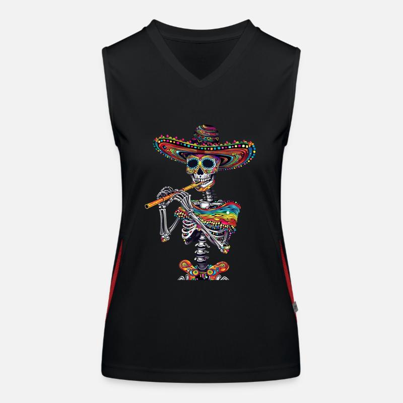 Flûte Squelette Mexicain Débardeur respirant contrasté Femme