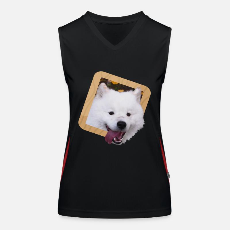 Samojedenwelpe in einem Rahmen Funktionelles Kontrast-Tank Top für Frauen