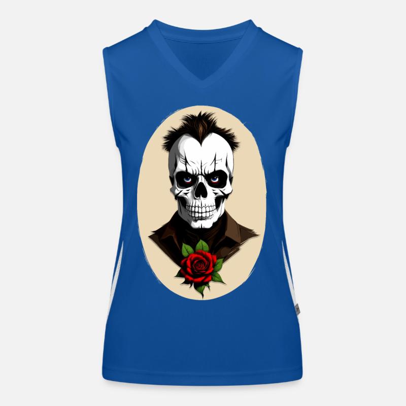 Skull with rose Women's Functional Contrast Tank Top
