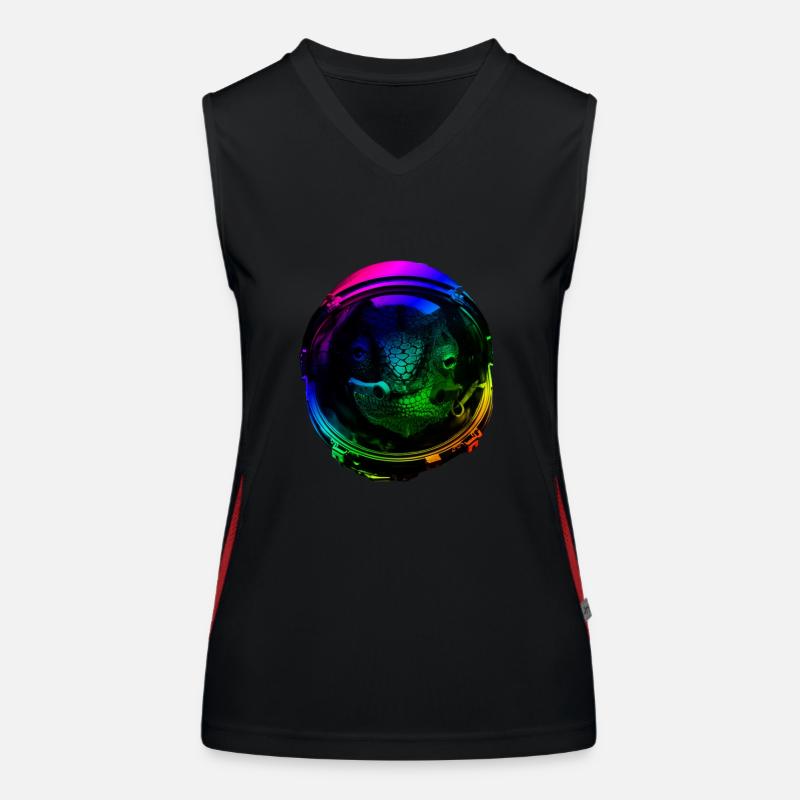 Astronaut Chameleon Reptile Keeper Outer Space Women's Functional Contrast Tank Top