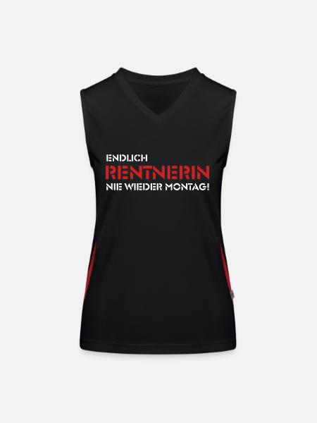 Endlich Rentnerin - Nie wieder Montag! (1) - Funktionelles Kontrast-Tank Top für Frauen - Schwarz/Rot - Vorne