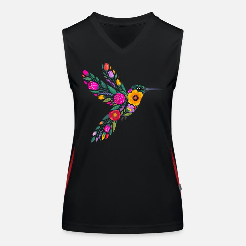 Kolibri Blumen Grafik Funktionelles Kontrast-Tank Top für Frauen
