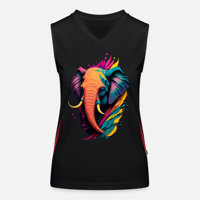 Bunter Elefant Funktionelles Kontrast-Tank Top für Frauen