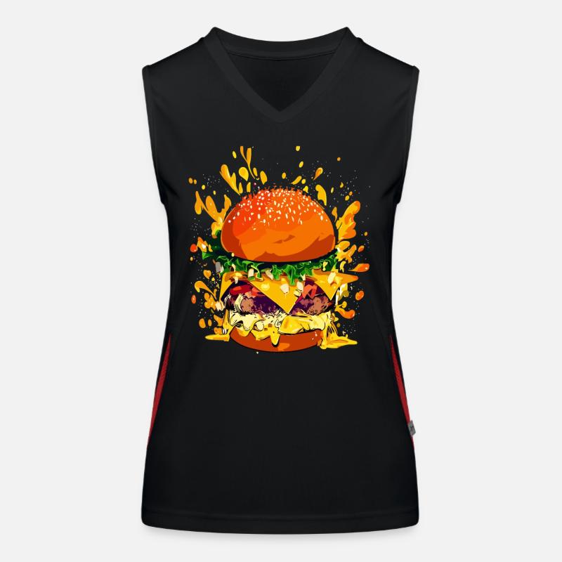 Cheeseburger extravagant avec éclaboussures de fromage Débardeur respirant contrasté Femme