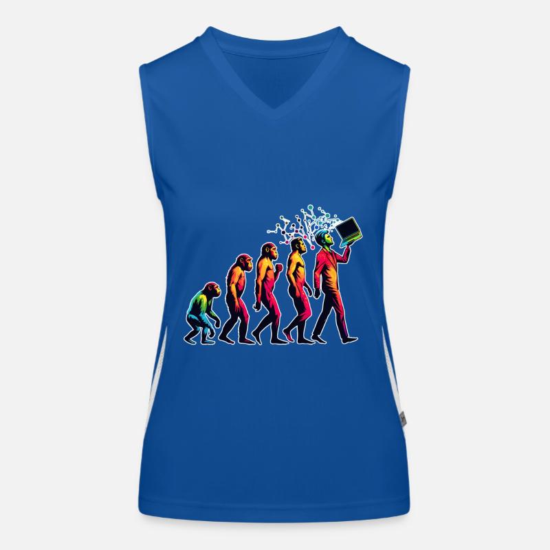 Evolution Menschen zum Laptop PC Nerd Geek Affe Funktionelles Kontrast-Tank Top für Frauen