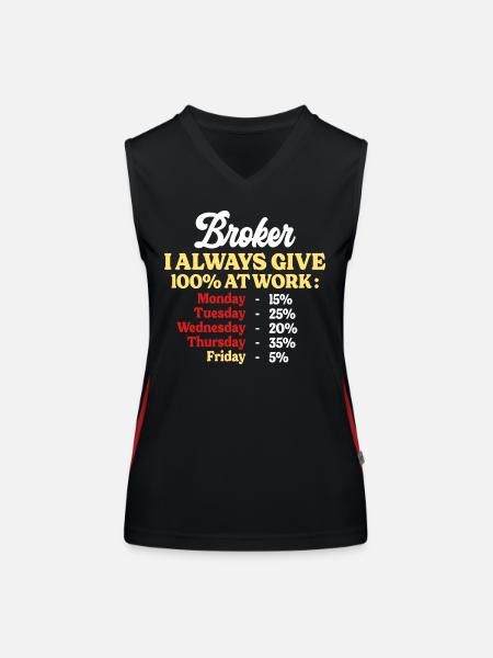 100% At Work Funny Quote Broker - Women's Functional Contrast Tank Top - black/red - Front