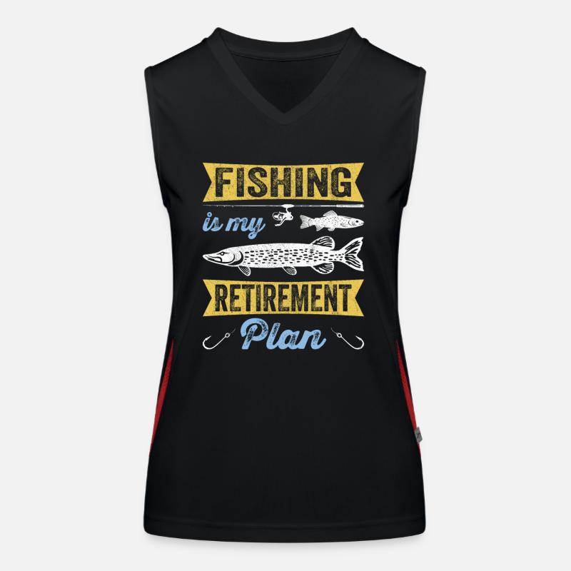 La pêche est mon plan de retraite Sportfischer Angler Débardeur respirant contrasté Femme