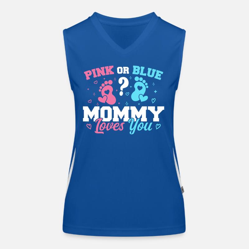 Rosa oder blaue Mama liebt dich - Geschlecht enthüllen Mama Funktionelles Kontrast-Tank Top für Frauen