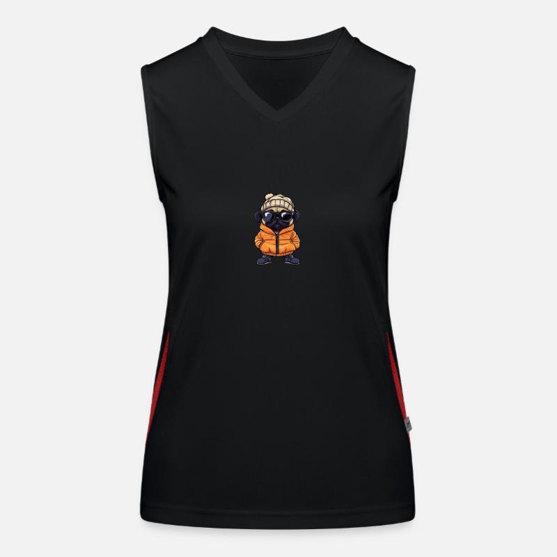 Mops Hund Winter Comic Funktionelles Kontrast-Tank Top für Frauen