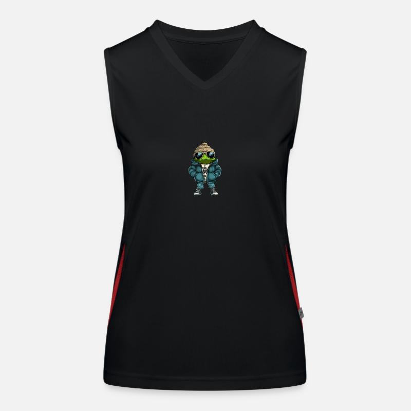 Frosch Winter Comic Funktionelles Kontrast-Tank Top für Frauen