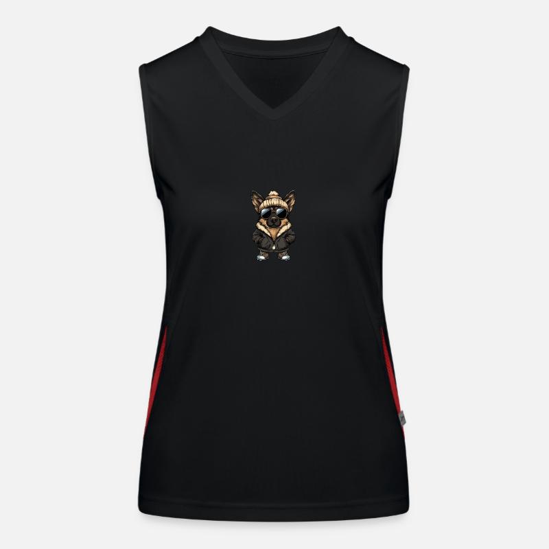 German Shepherd Winter Comic Women's Functional Contrast Tank Top