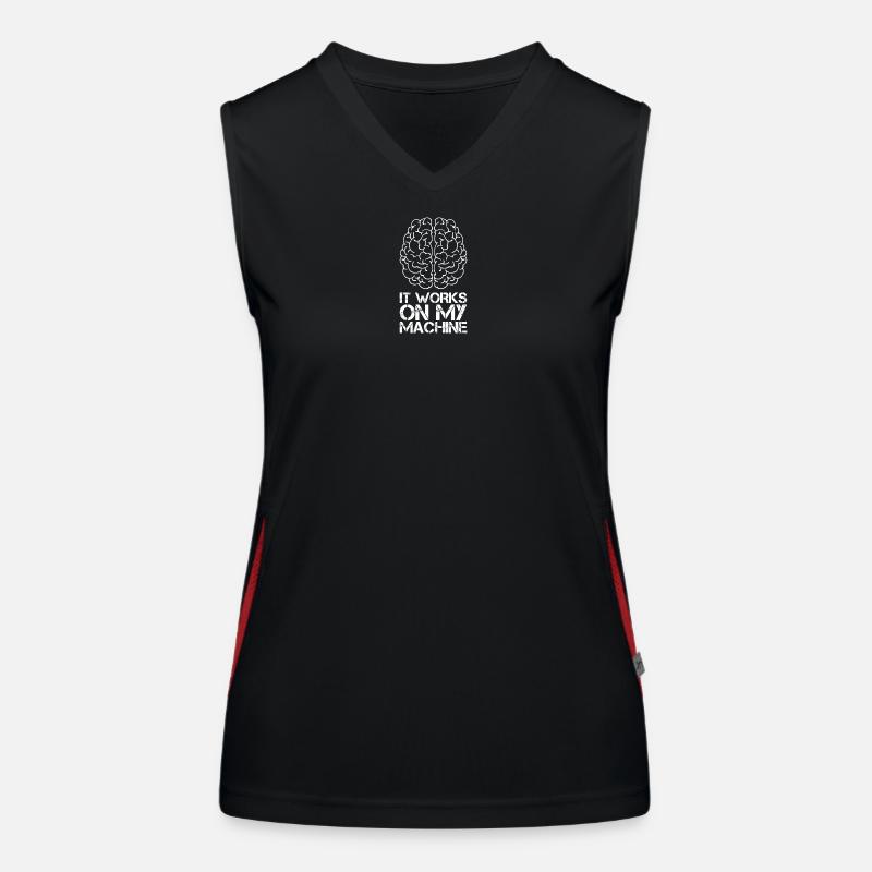 It works on my machine for programming fans white - Women's Functional Contrast Tank Top - black/red