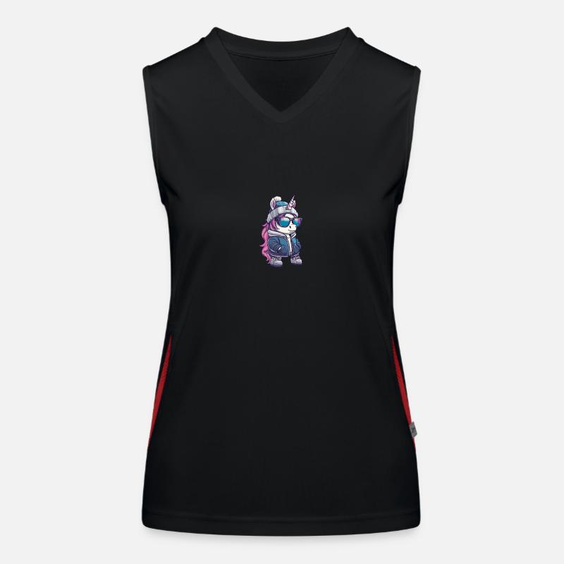 Einhorn Winter Comic Funktionelles Kontrast-Tank Top für Frauen