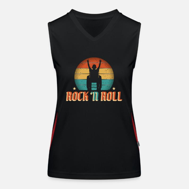 Rock 'n' Roll Rollifahrer Rollstuhlfahrer Metalfan Funktionelles Kontrast-Tank Top für Frauen