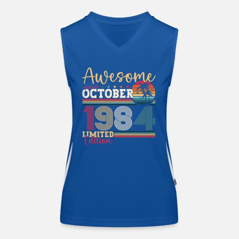 Génial Octobre 1984 38th Birthday Gift Cool Débardeur respirant contrasté Femme