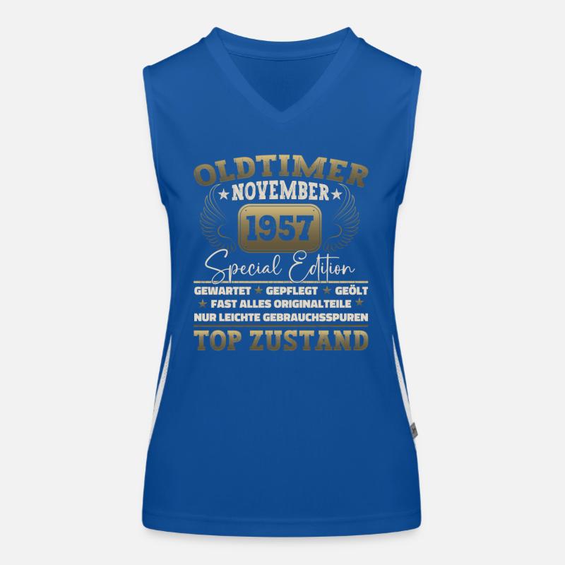 Oldtimer November 1957 65. Geburtstag Geschenk Funktionelles Kontrast-Tank Top für Frauen