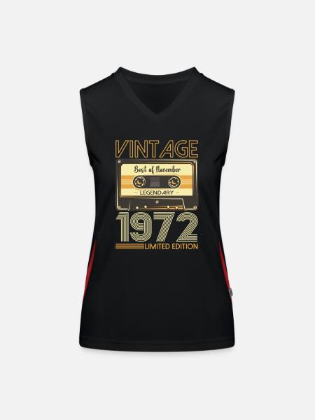 November born 1972 50th birthday present - Women's Functional Contrast Tank Top - black/red - Front