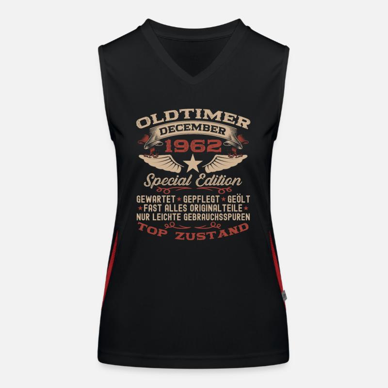 Oldtimer Dezember 1962 - 60. Geburtstag Geschenk Funktionelles Kontrast-Tank Top für Frauen