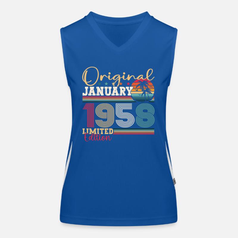 Born 1958 January 65th birthday Gift man Women's Functional Contrast Tank Top