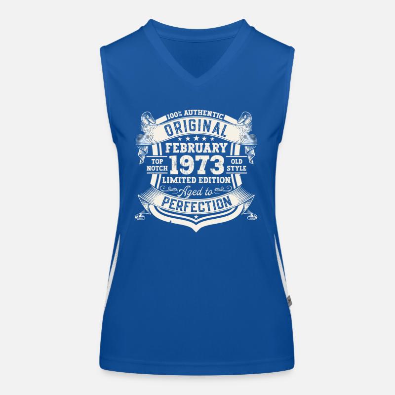 February born 1973 50th birthday gift man Women's Functional Contrast Tank Top