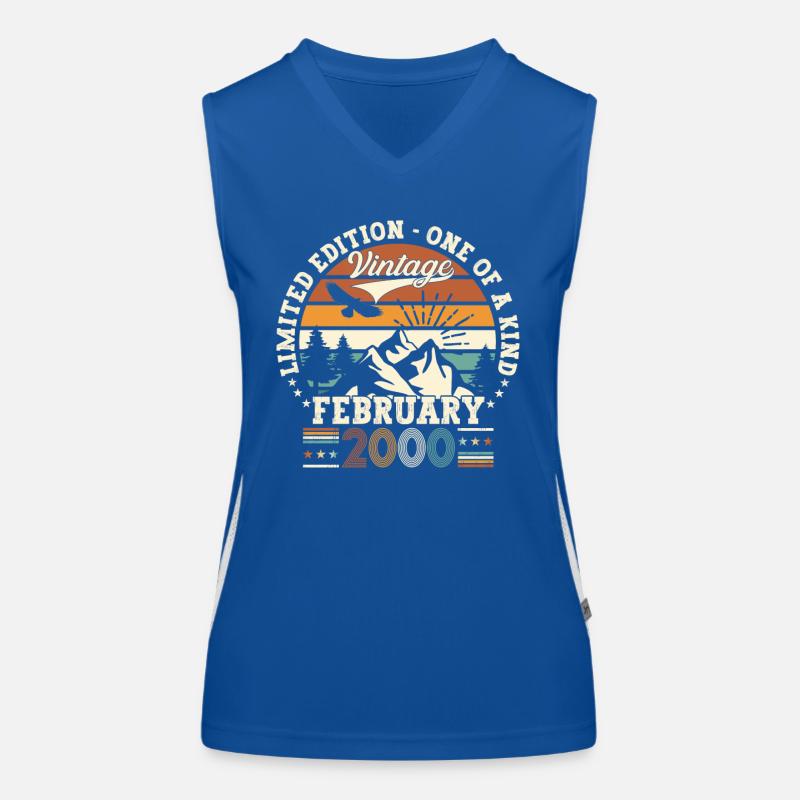 Februar Vintage 2000 Retro Geburtstag Geschenk Funktionelles Kontrast-Tank Top für Frauen