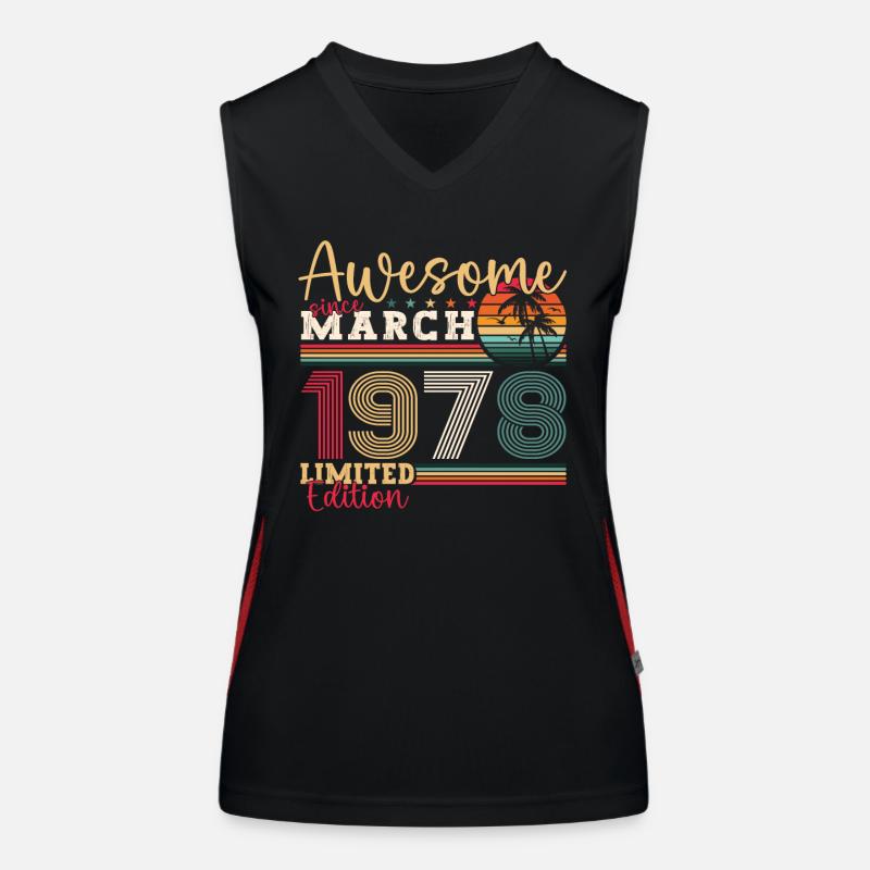 45e anniversaire Mann Awesome March né en 1978 Débardeur respirant contrasté Femme