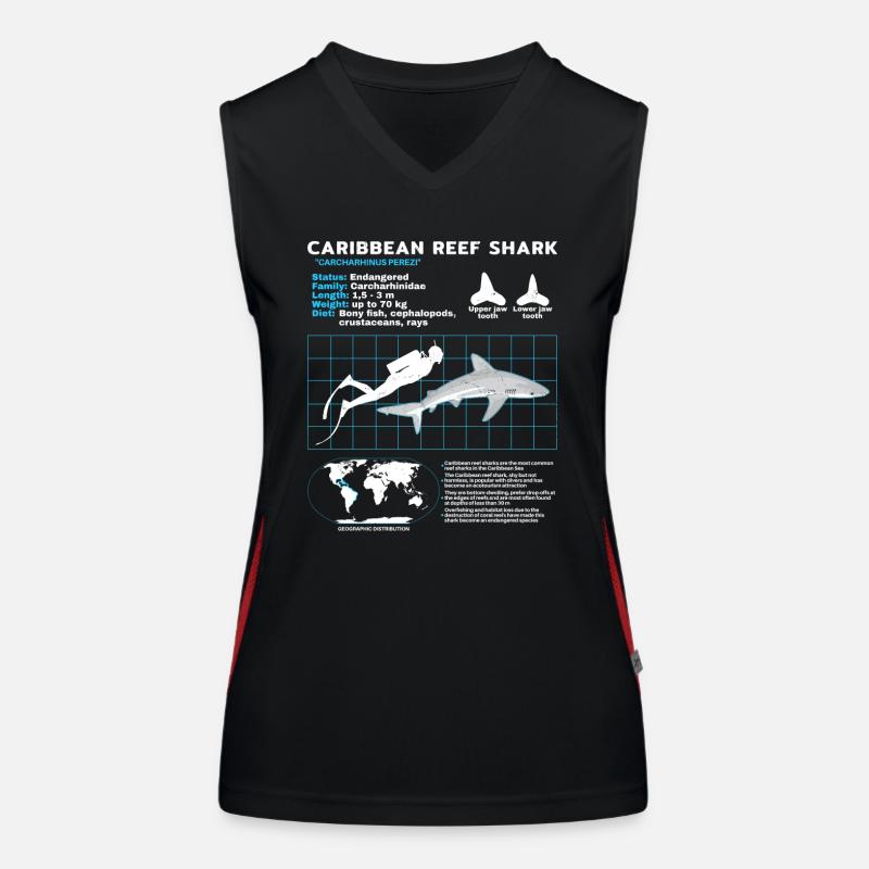 Caribbean Reef Shark Datasheet - Women's Functional Contrast Tank Top - black/red