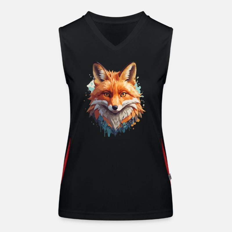 Fuchs Cartoon Porträt Cool Bunt Funktionelles Kontrast-Tank Top für Frauen