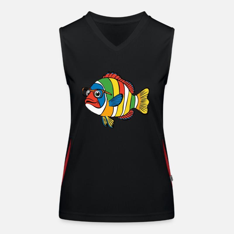 Poisson coloré Nemo lunettes natation Débardeur respirant contrasté Femme