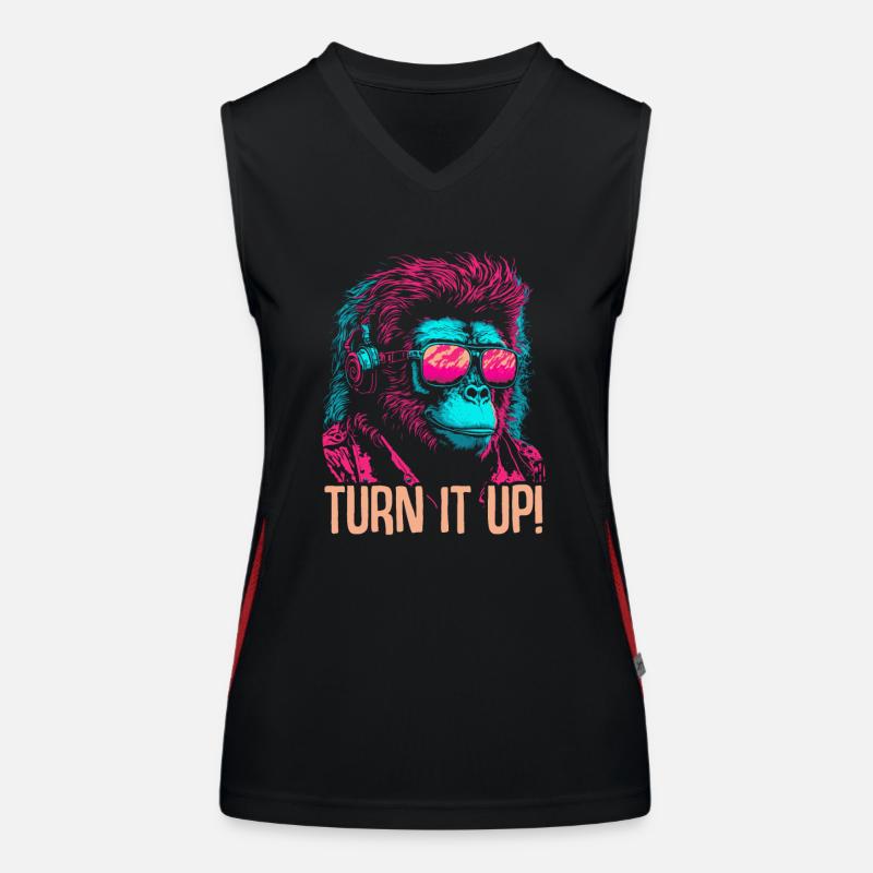 Affe DJ Sonnenbrille Kopfhörer Schimpanse Bunt Funktionelles Kontrast-Tank Top für Frauen