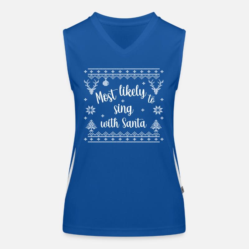 most likely to sing with Santa Women's Functional Contrast Tank Top