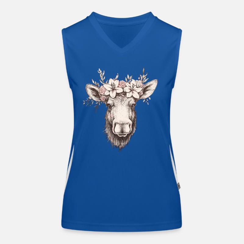 Elch mit Blumenkrone Funktionelles Kontrast-Tank Top für Frauen
