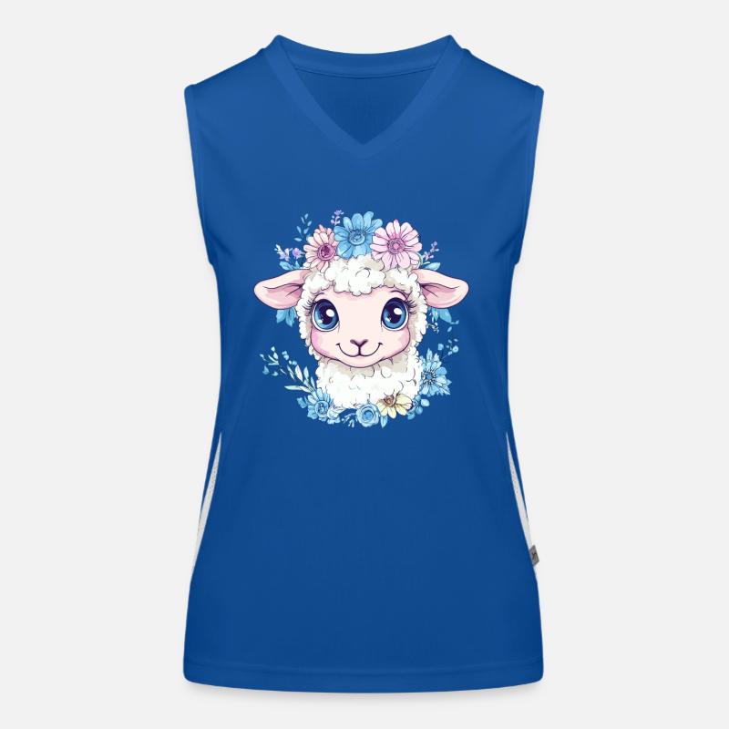 Blumiges Schaf Cartoon Funktionelles Kontrast-Tank Top für Frauen