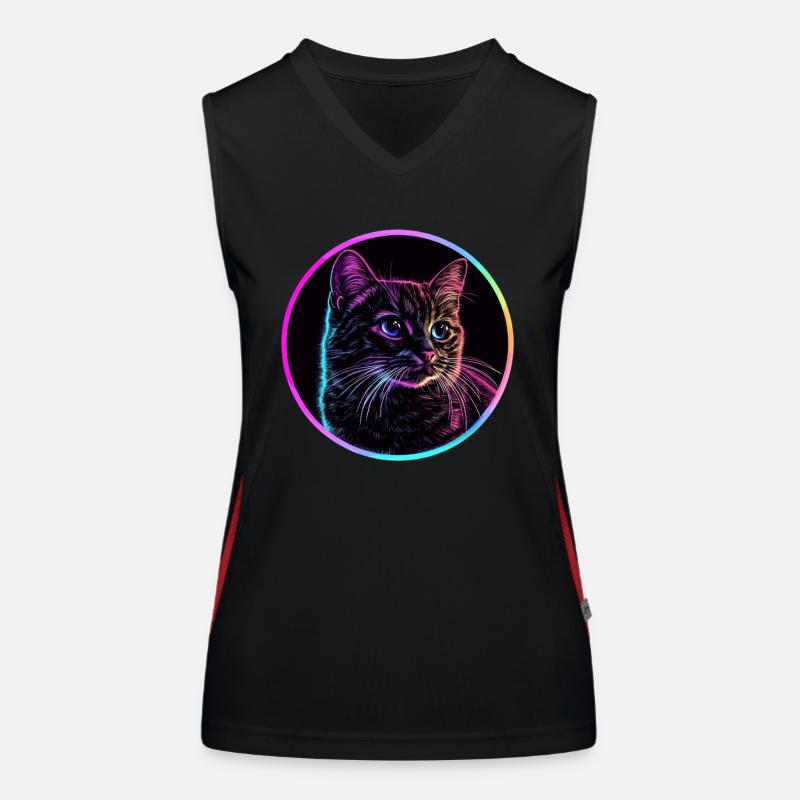 Neon Katze im Kreis Funktionelles Kontrast-Tank Top für Frauen